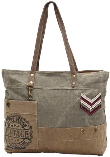 *Myra Bags Military Badge Upcycled Canvas Tote Bag S-0934*TeresaJohnsonArt