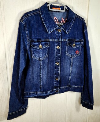Akdmks Denim Jean Jacket Youth Size- XXL Red Logo