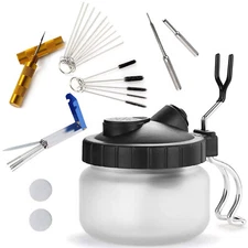 Airbrush Spray Wash Cleaning Tools Needle Nozzle Brush Glass Cleaning Pot Holder