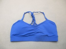 Prana Size S Womens Blue Lined Wireless Pull On Lace Up Racer Back Sports Bra 8R
