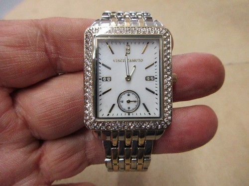 New Old Stock Vince Camuto Ladies Quartz Watch Silver & Gold Tone MOP Dial