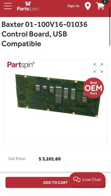 Baxter Board, Control-Usb Compatible 01-100V16-01036 - Genuine OEM Replacement