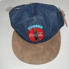 Vintage Coca-Cola Denim Suede Snapback Hat Louisville Coke Embroidered Cap 90s