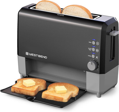West Bend Quikserve Toaster, 2-Slice Wide-Slot Slide-Through Bread Toaster with 