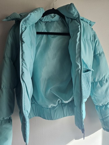 Weekend Max Mara Teal Tiffany Puffer Down Jacket Size 10 Puffy VTG Bubble Bomber - Picture 3 of 14