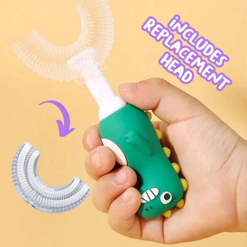 Cheeky Dinosaur U-Shaped Sensory Toothbrush with Extra Replacement Head - Picture 4 of 11