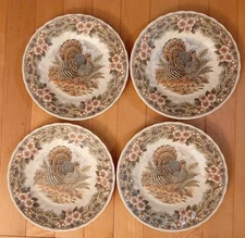 👀 NEW!! 4 Queens Myott Factory THANKSGIVING Turkey Salad ~ Dessert Plates 8"