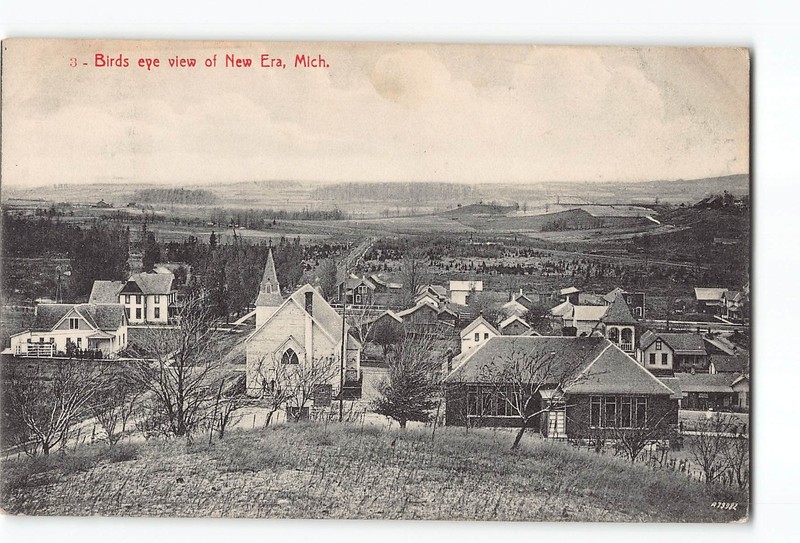 New Era Michigan MI Postcard 1907-1915 Birds Eye View