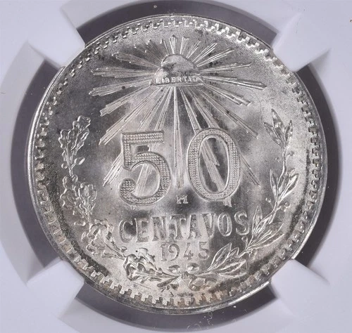 1945 M Mexico 50 Centavos - NGC MS67