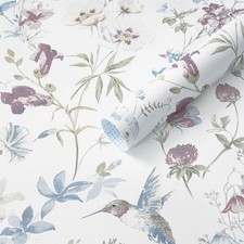 Ismoon Floral Peel and Stick Wallpaper Blue and White Contact Paper Flower Hummi
