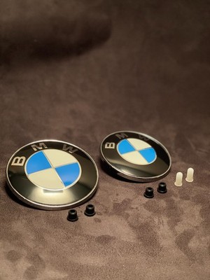 BMW Emblem Set Blau Weiss - komplett  82 mm & 74 mm für Motorhaube & Heckklappe