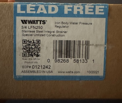 #ad #ad Watts 3 4” Water Pressure Regulator 3 4 LFN250. 25 75 PSI LEAD FREE $125.00