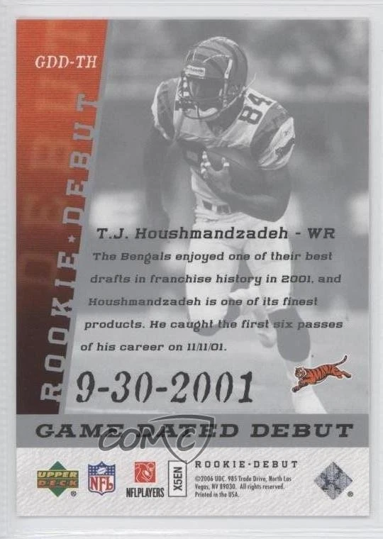2006 Upper Deck Rookie Debut Game Dated Debut TJ Houshmandzadeh #GDD-TH - Image 2 of 2