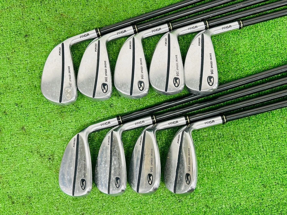 Juego de hierro forjado PRGR 901 velocidades 4-9+PW+AW+SW RH datos 090 M-43 grafito EL3435 Foto 2 de 4