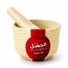 AL JAMELL Mortar & Pestle Plastic Model 240 Beige Wicker Texture Easy Clean