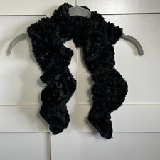 Faux Fur Scarf Scrunch Pull Through Black 
