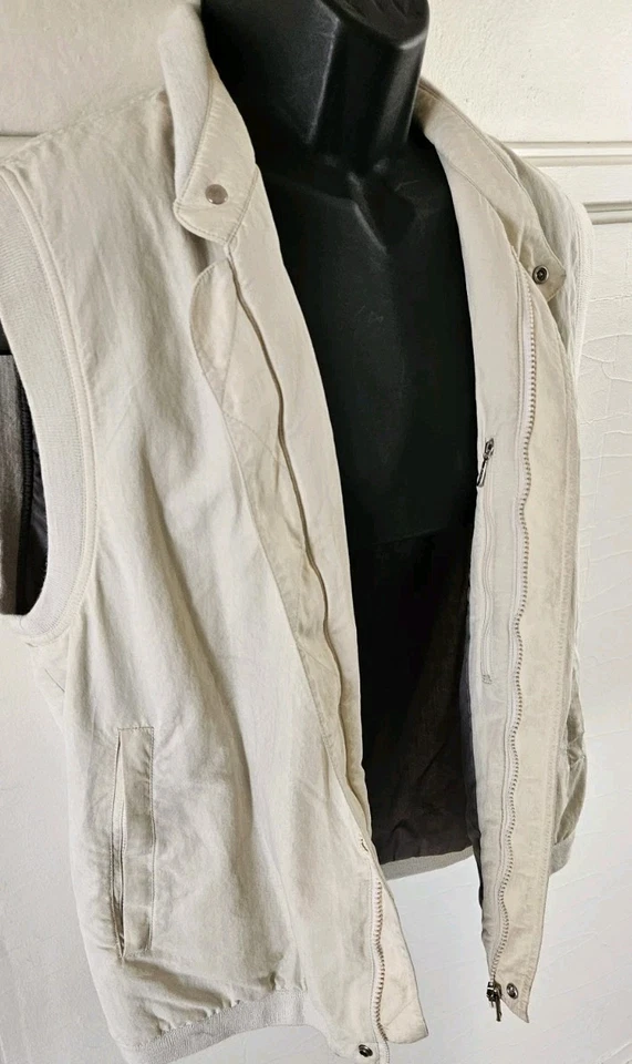 Vintage Lacoste France Ivory Nylon & Cotton Full Zip Golf Vest Sz 54/5  M/L  EUC - Image 4 of 4