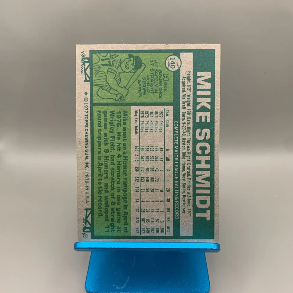 1977 Topps - Mike Schmidt #140 Phillies HOF QUASE PERFEITO-PERFEITO Sharp Frete Grátis - Imagem 2 de 4