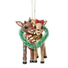 Jim Shore Rudolph Traditions RUDOLPH AND CLARICE HEART HANGING ORNAMENT 6017197