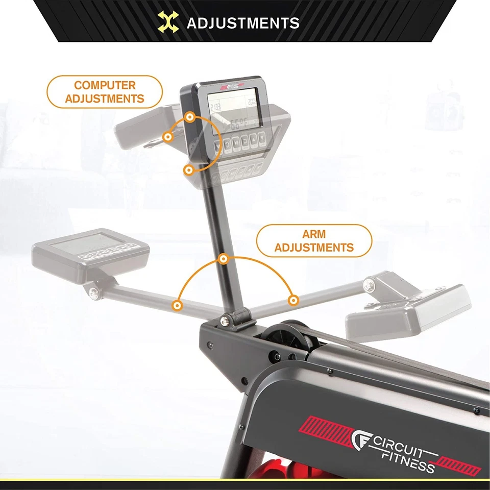 Hydro Water Rowing Machine Folding Compact Home Gym Rower Wheels LCD Marcy CFit - Image 2 of 4