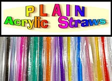 PLAIN ACRYLIC STRAWS, Solid Colors, Individually Wrapped, Reusable