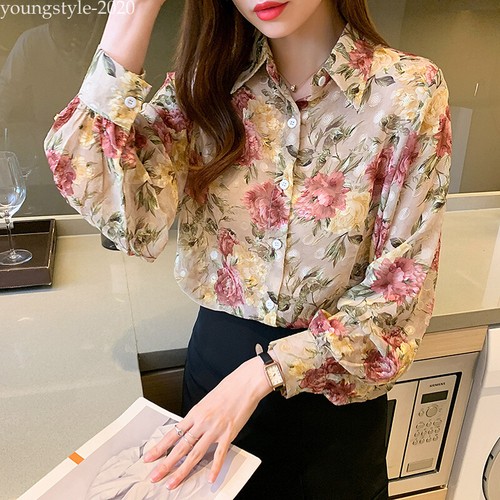 Camicia top donna elegante moda floreale OL casual carriera business ufficio camicetta - Foto 74 di 86