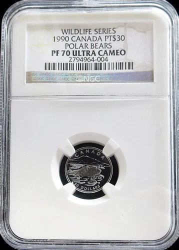 1990 PLATINUM CANADA $30 POLAR BEAR COIN NGC PROOF 70 ULTRA CAMEO