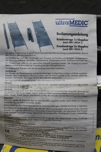 Ultramedic Aluminium Krankentrage mit 4 Gleitfüßen neuwertig - Bild 8 von 10