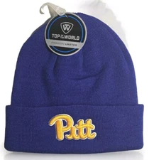 Pitt Panthers Top Of The World Blue Cuffed Knit Paw Print On Back Unisex Beanie