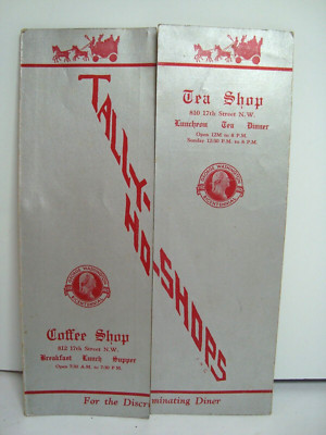 Vintage Menu Washington DC Tally-Ho Shops Tearoom 1932 Washington's Bicentennial