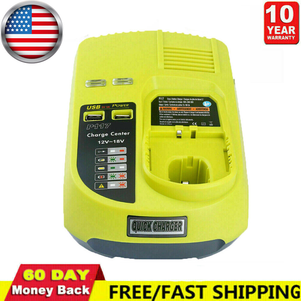 Charger For RYOBI P117 Battery High Capacity 18Volt Lithium-Ion P108 P107 P106