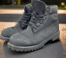 Timberland 12907 Black Leather Waterproof Lace Up Boots Junior Boys Sz 6 M