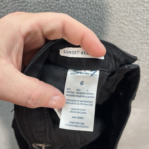 Seven7 Shorts Womens 6 Black Sunset Bermuda Mid Rise Stretch Preppy Workwear - Picture 9 of 9