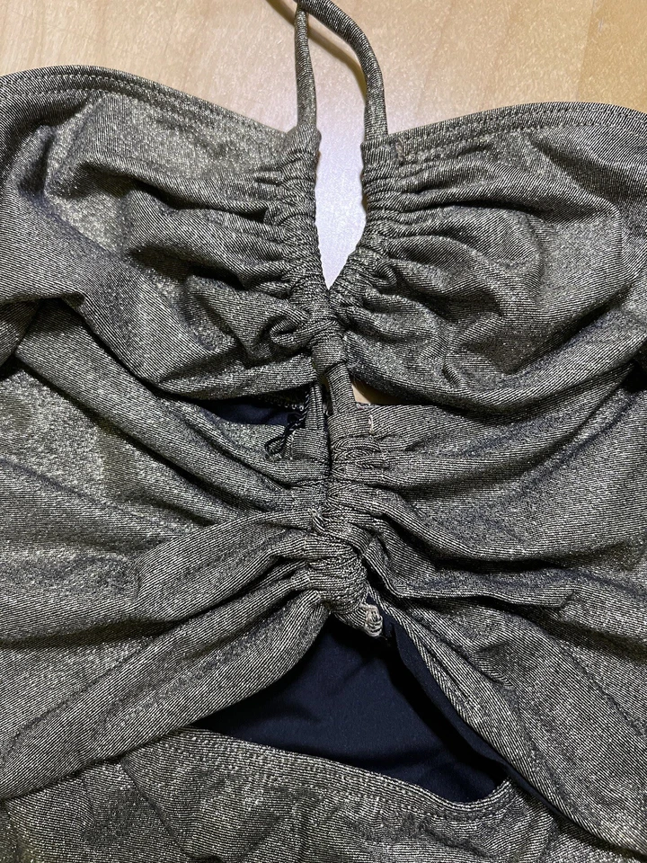 Novo com etiquetas EUA 6 Free People Bec & Bridge gravata envoltório dourado recortes de maiô peça única - Imagem 2 de 4