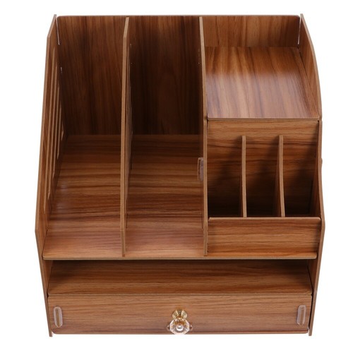 Wooden Storage Box Drawers Wood Document Organizer Magazine Holder