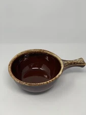 BROWN DRIP  HANDLED CROCK BOWL INDIVIDUAL OPEN SOUP SERVER CASSEROLE used