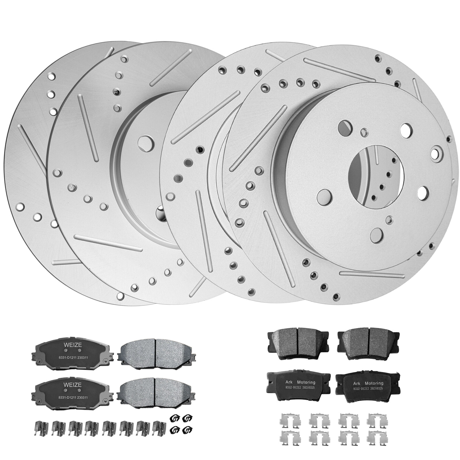 Front Rear Drilled Slotted Rotors Brake Pads Kit for Toyota Rav4 Lexus 20062018 7425936212281