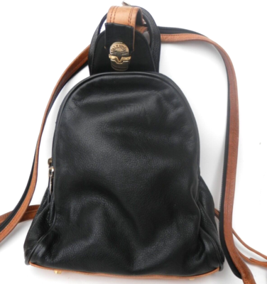 VALENTINA black PEBBLED LEATHER BACKPACK PURSE Made in ITALY  display picture 2