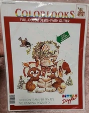 ☆ New Vintage 1993 Dizzle Iron-On Transfer 56092 Kitten Bunny 9x12 Christmas 