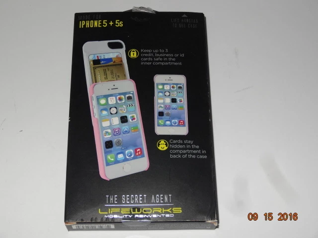 Lifeworks The Secret Agent - Funda para tarjeta de crédito para iPhone 5/5s (rosa/blanco) Foto 2 de 2