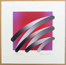 Takeshi Hara Japanese Strokes Signed Lithograph Art Print 15 x 15