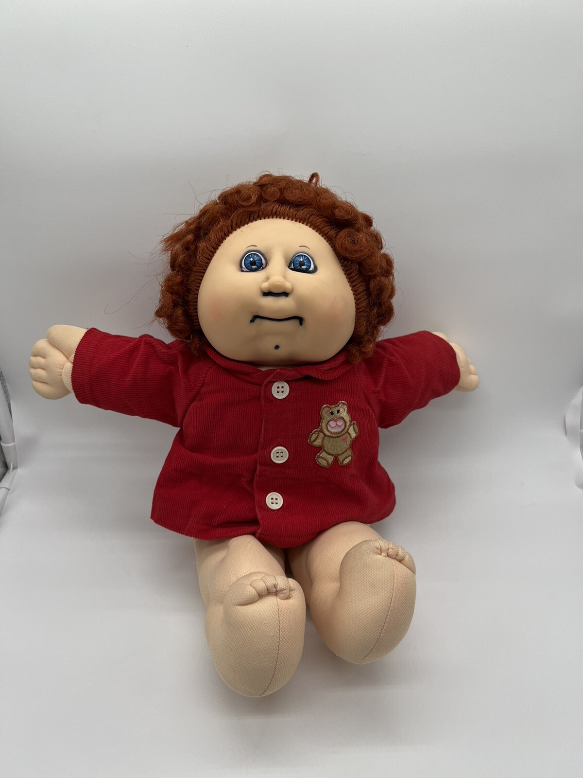 Vintage 1978-1982 Cabbage Patch Kid Doll with Red Hair Blue Eyes Pink Signature Outfit