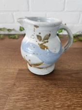 Vintage Studio Art Pottery Pitcher/Creamer Vase Speckled Blue Grey Brown signed