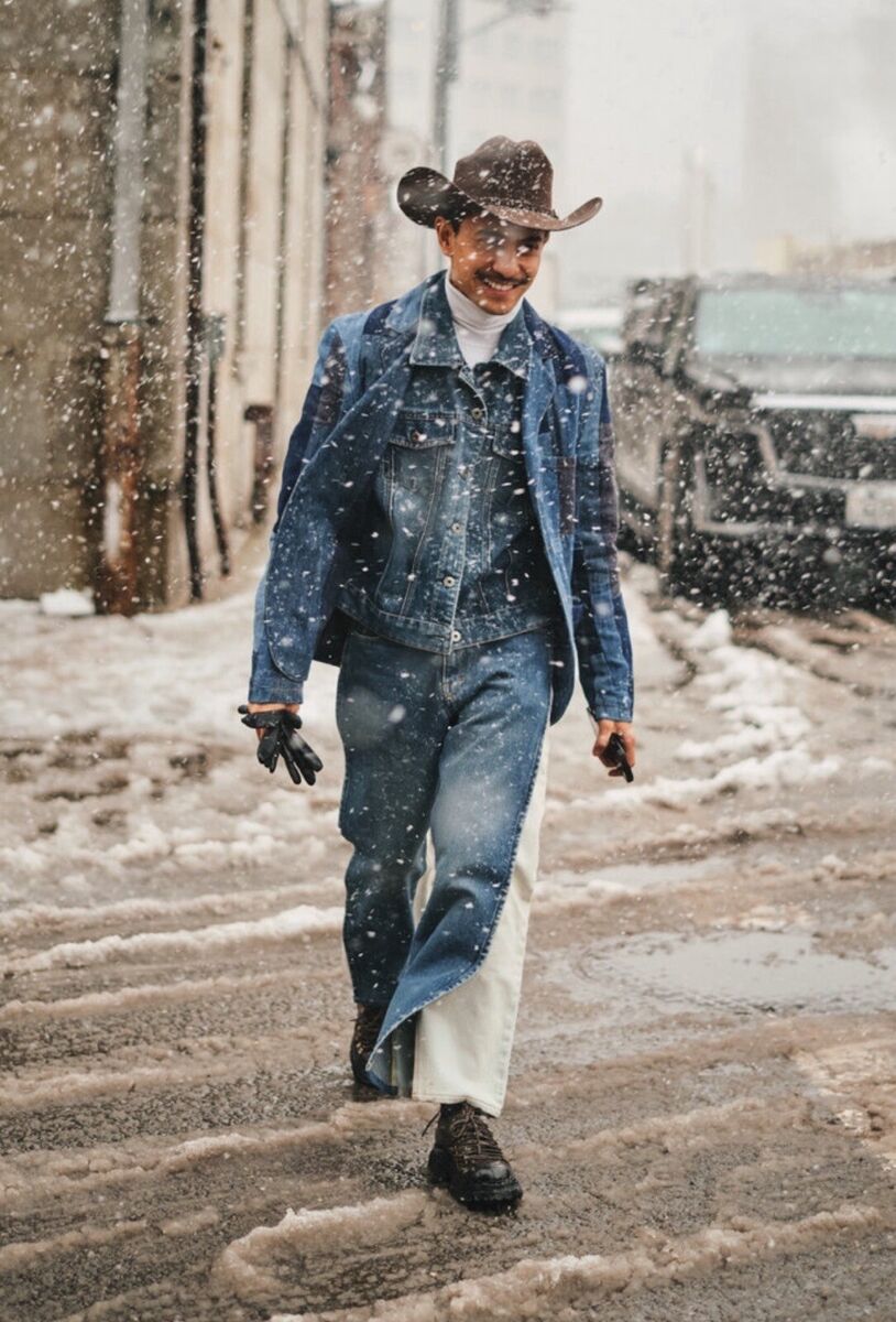 Maison Margiela Spliced Double Layer Dark Light Denim Jeans Maison Margiela Spliced Double Layer Dark Light Denim Jeans