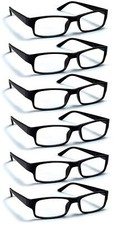 Boost Eyewear 6-Pack Reading Glasses Black Frames Spring Hinges