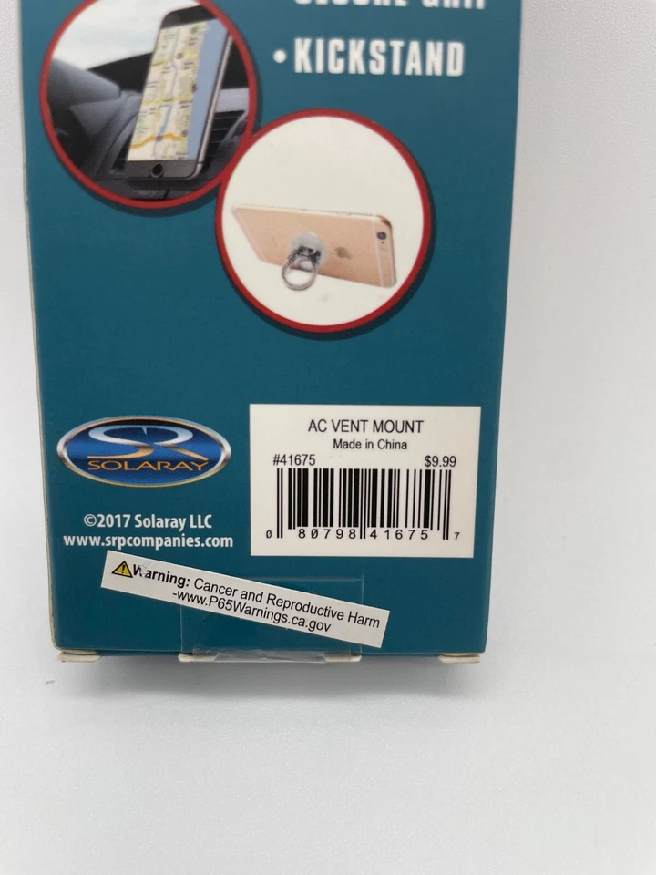 Cool Ride Phone Mount by Solaray LLC 3-in-1 Vent Mount, Kickstand & Grip - NEW - Image 3 of 4