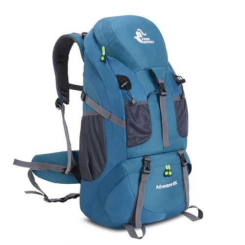 50L Water-Resistant Hiking Backpack with Shoe Compartment in Blue Green-image