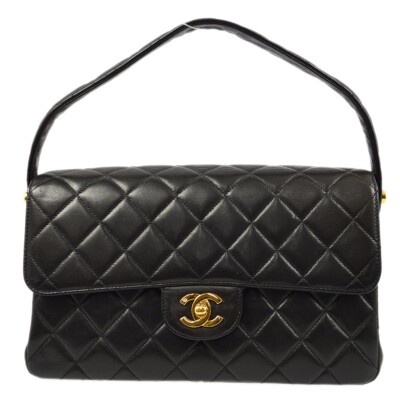 Chanel Black Lambskin Double Sided Classic Flap Handbag 181723