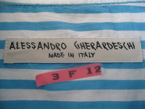 Alessandro Gherardeschi Blue White Striped Shirt Made in Italy Unisex L - Picture 4 of 4