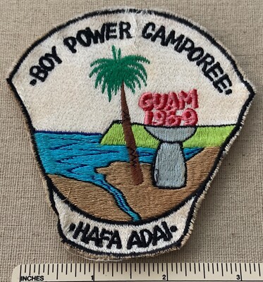 Vintage 1969 BOY SCOUTS GUAM Boy Power Camporee PATCH Hafa Adai Scouting Camp
